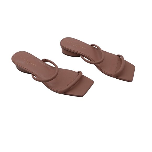 Marc Fisher Raelyn Square Toe Dress Sandals Sz 10 M Tan Slip On Leather - Picture 2 of 9